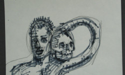 Man with Skull Sketch 7 1992