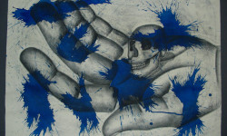 Skull in Hand blue spots 1992