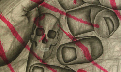 Skull in Hand red detail